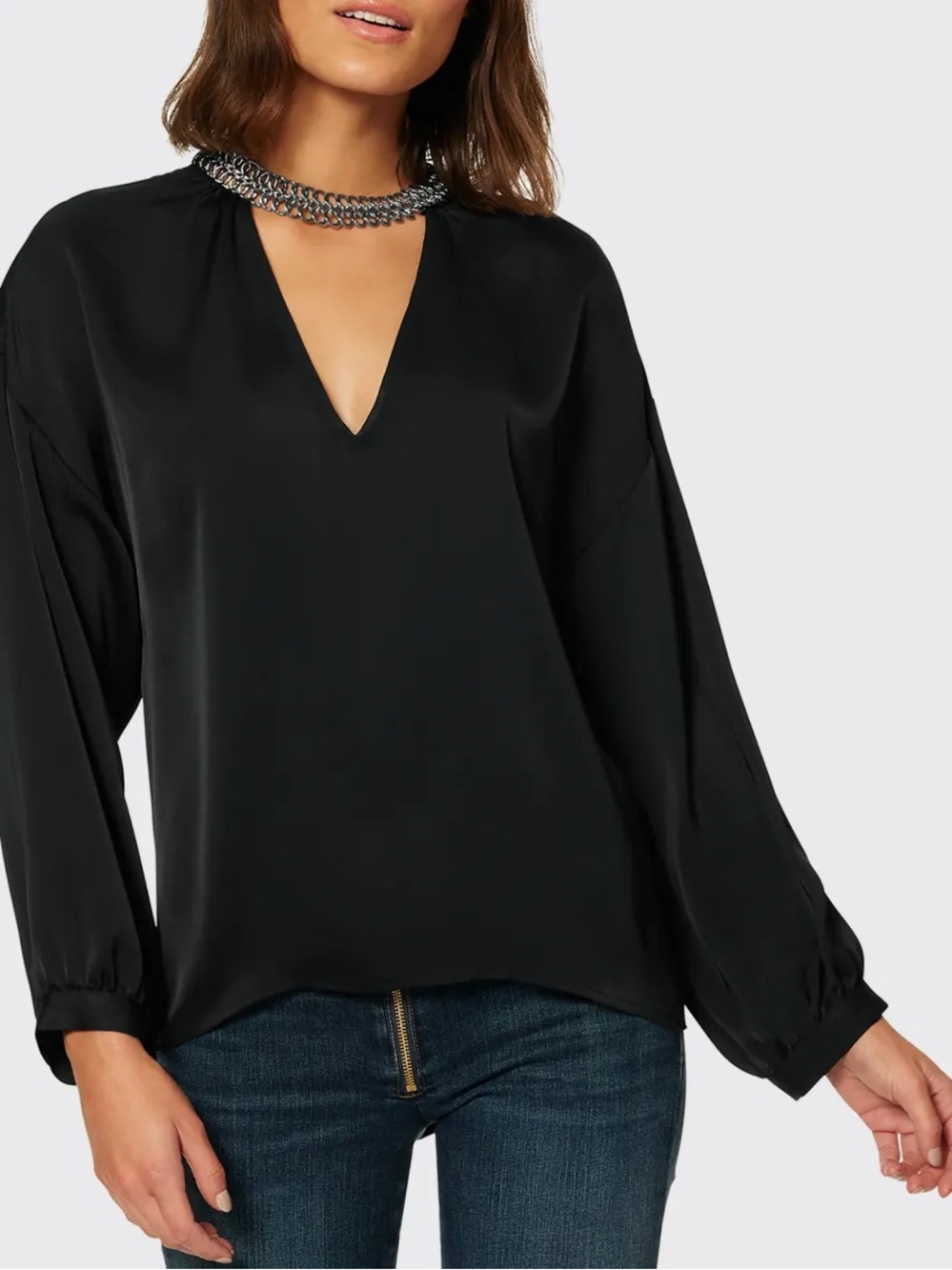 NWT RAMY BROOK Claire Top with Choker Collar black quiet luxury women SZ XS $345